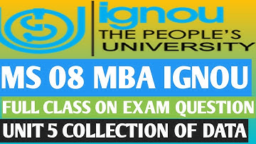 MS 08 MBA IGNOU unit 5 full class collection of data on important question .10 मार्क्स पक्के