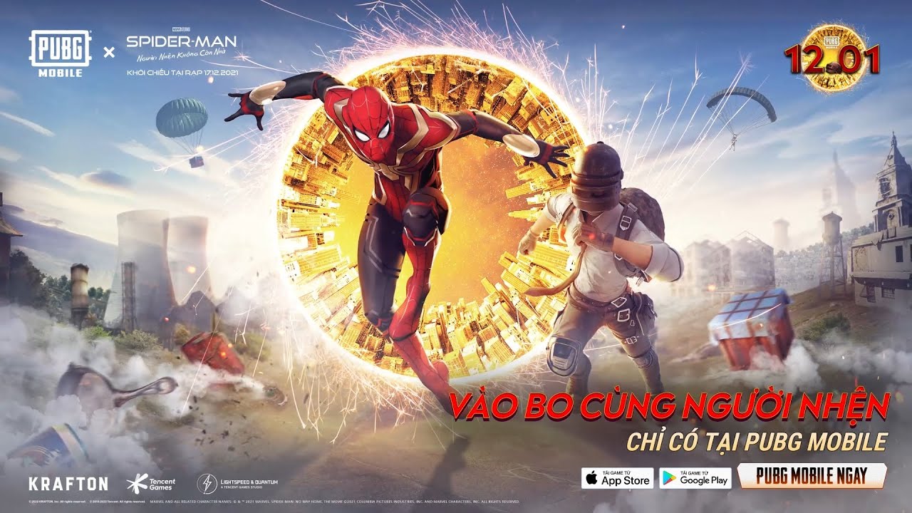 PUBG MOBILE UPDATE 1.8, TRẢI NGHIỆM ĐU DÂY CÙNG SIÊU ANH HÙNG SPIDER-MAN