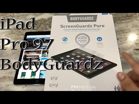 iPad Pro 9.7 BodyGuardz 강화 유리 화면 보호 필름 프리미엄 | 간편한 자동 정렬 트레이