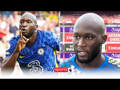 Romelu Lukaku reacts to scoring on his second debut for Chelsea against Arsenal