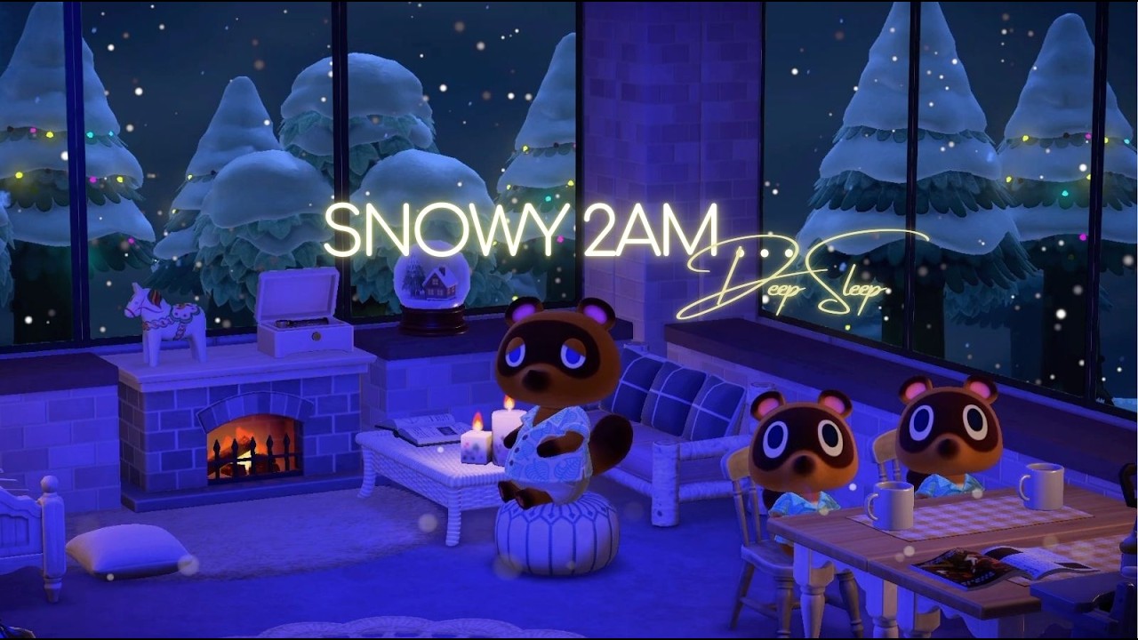 2AM Again? 🌙 Still Not Sleeping… 👶💭 | Snowy Night ❄️ & Fireplace 🔥 at Tom Nook’s House 🏠