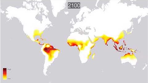 Yearly Number of Lethal Heat Days With Moderate Mitigation of Carbon Emissions (RCP45)