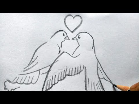 two birds in love drawing