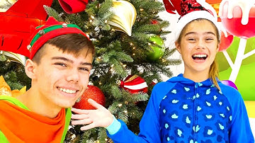 Nastya and Artem open Christmas presents