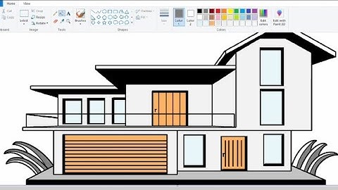 beautiful house drawing in ms paint | how to draw house | paint in computer drawing house.