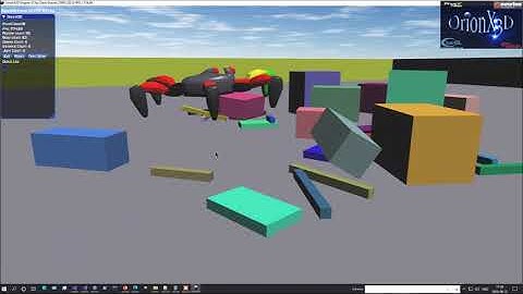 OrionX3D PhysX 4.1.1 Articulation Hexapode simulation first experimentation.