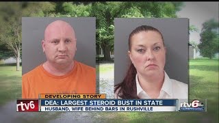 Husband, wife arrested after large steroid bust in Rushville