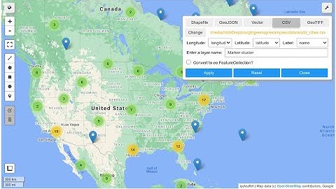 geemap new feature - Creating points (FeatureCollection and MarkerCulster) from CSV without coding