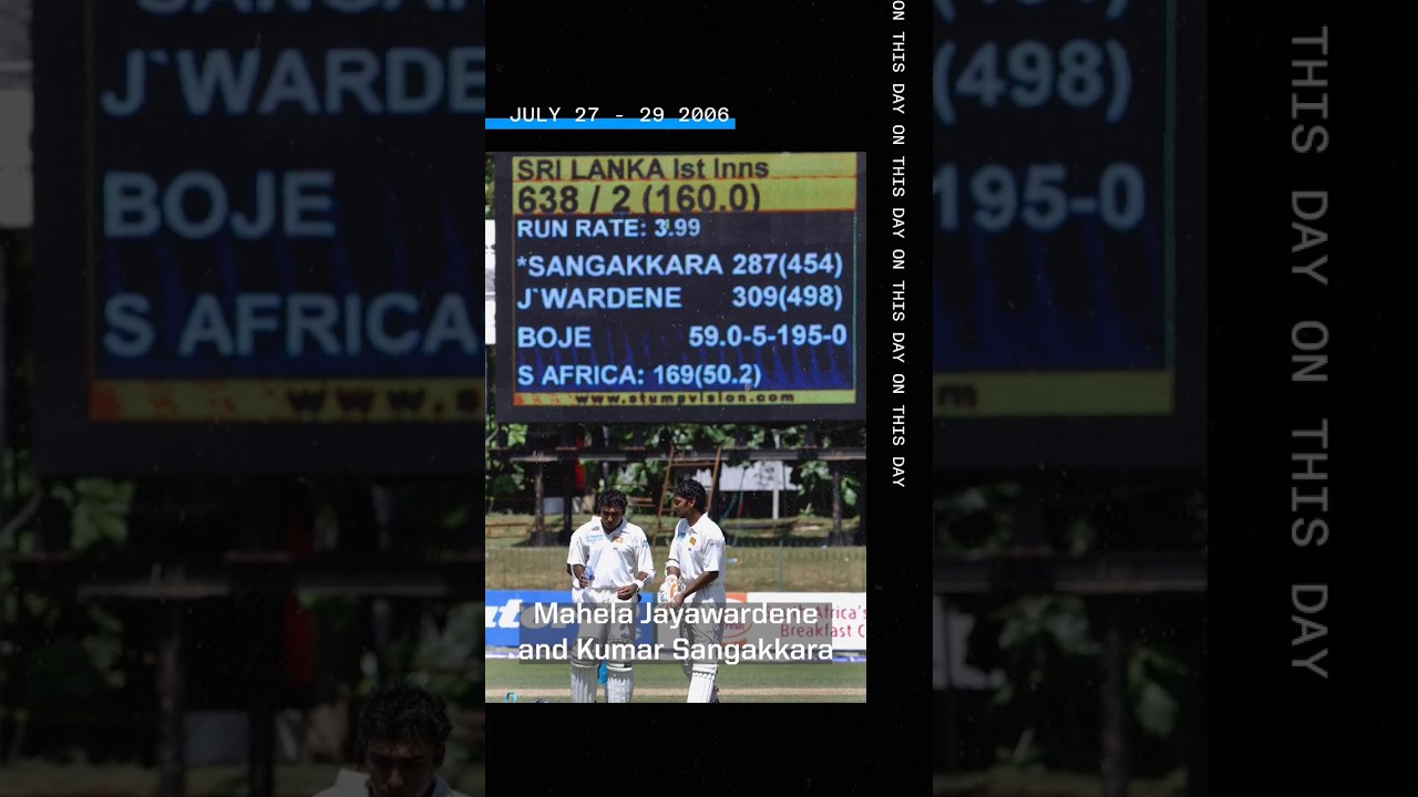 The biggest Test partnership of all time! Will Mahela and Sanga’s 624-run stand be beaten!? #Shorts