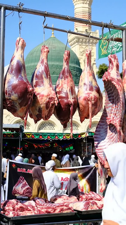 MasyaAllah! Giant Beef Thighs and Ribs Hanging Ready to be Distributed on Eid al-Adha! #shorts #cow