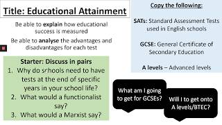 Sociology Year 10: Educational Attainment