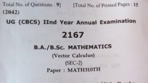 Question Paper Of Mathematics(Vector Calculus) of 2022 of B.A/B.Sc 2nd Year of HPU.#Shorts