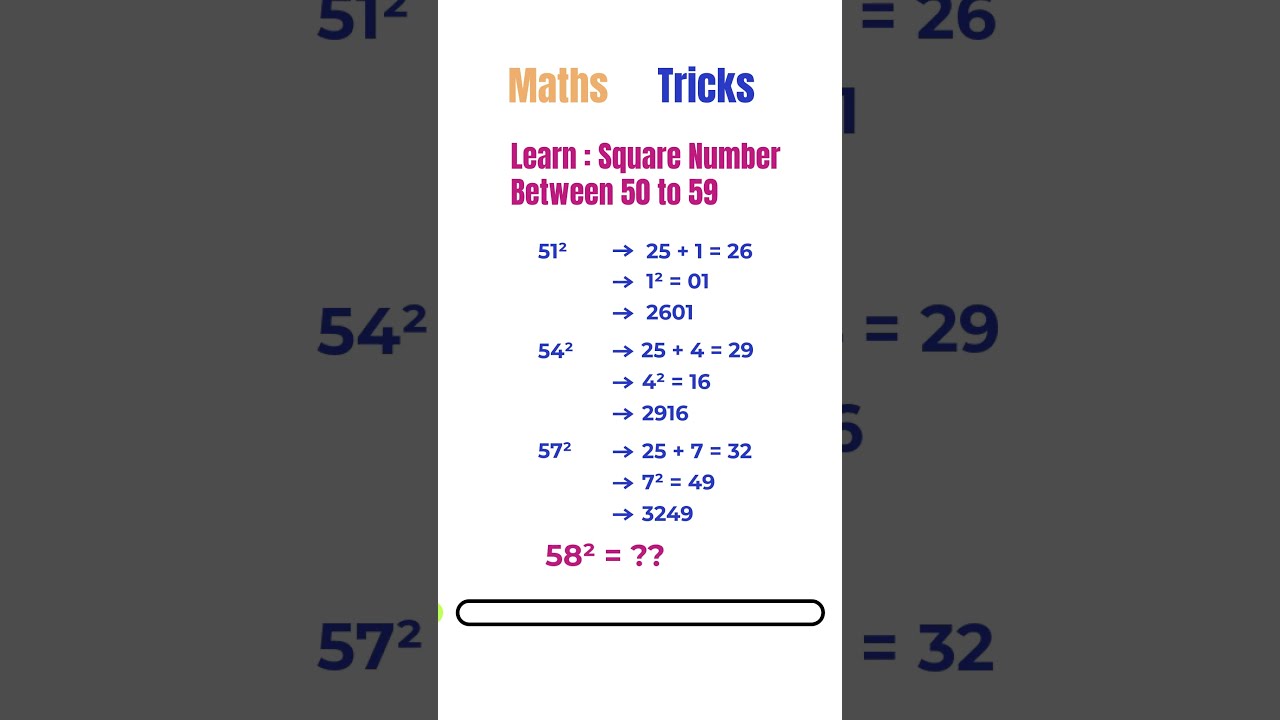  Square Numbers Solved In Seconds Easy Math Trick Trendyimpact