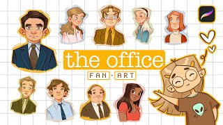 I am Michael Scott...ALWAYS | Drawing The Office characters in Procreate &amp; review the show | 👽