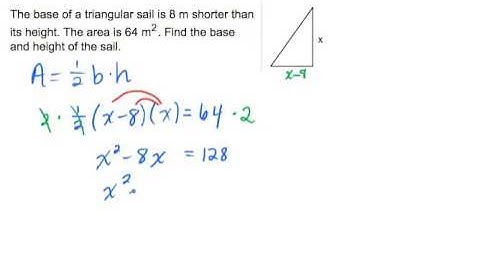 Applied Quadratic Equation: Area of a Triangle