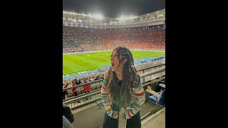 Camila Cabello cheering at the     UEFA champions  league#shorts