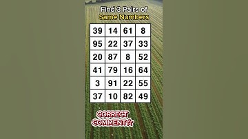 Find 3 pairs of identical numbers.STAY FOCUSED!/Dementia Prevention Quizzes/Tests.No.668