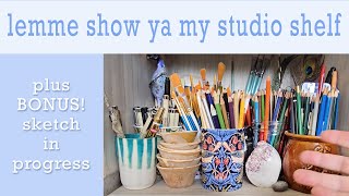 Lemme show you my cool studio shelf of pencils & stuff!