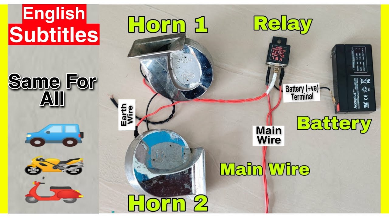 Install 4 Pin Horn Relay In Any Car, 12v 4 Pin Relay Wiring Diagram Horn