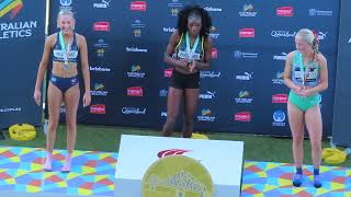 Full Presentation of 100m U16 Women, 2026 Australian Junior Athletic Championships, Brisbane 20/04/2026  Guide