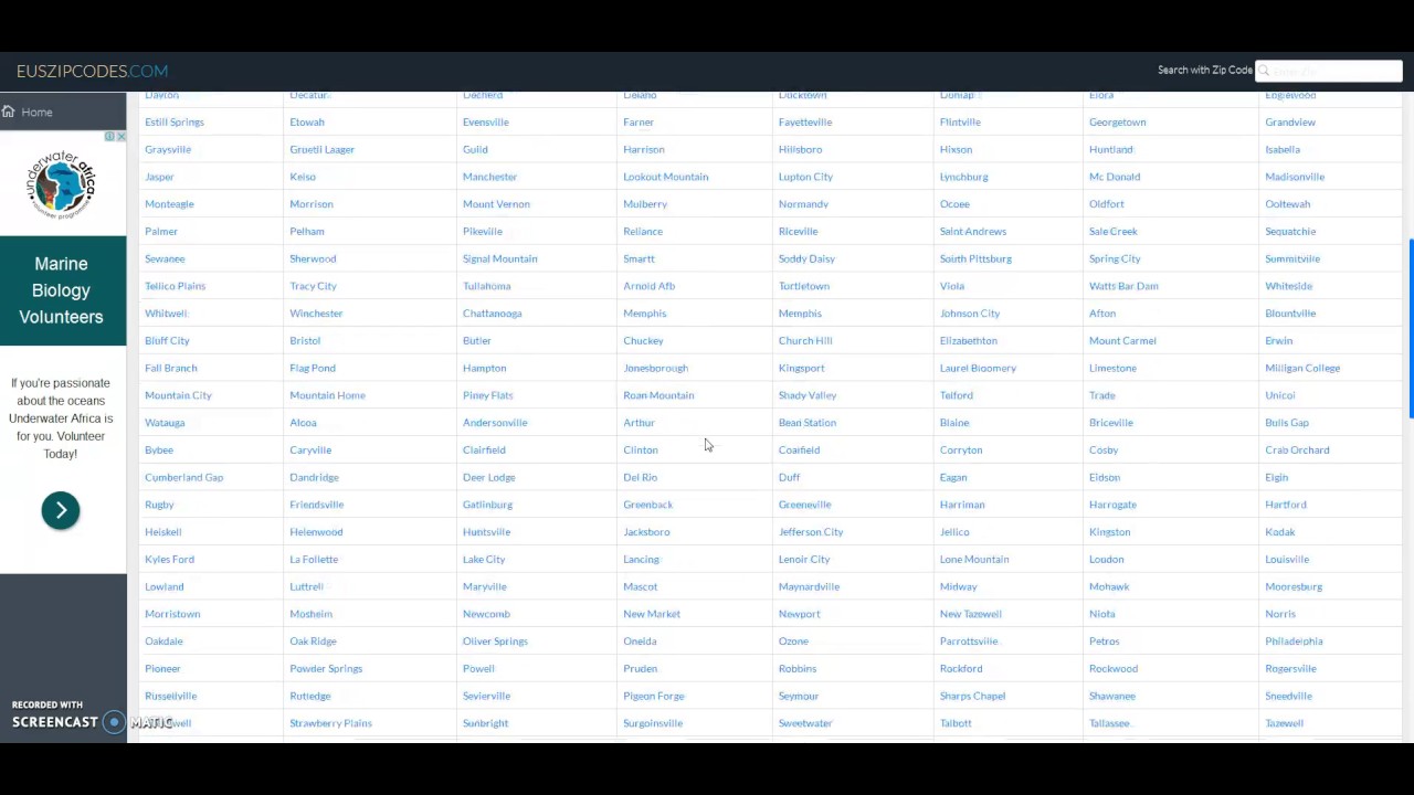 State Tennessee TN USA Zip Codes, Cities, Counties YouTube