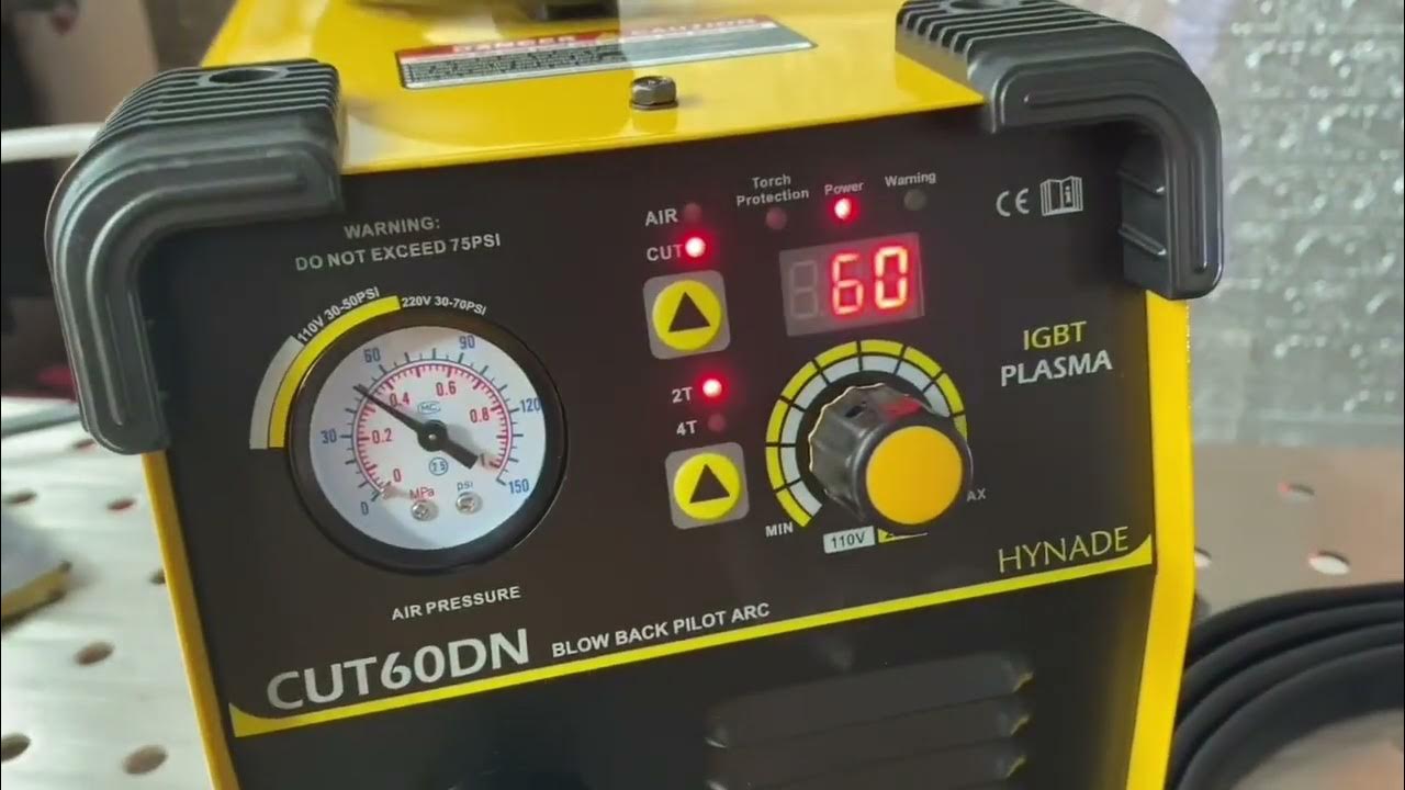Hynade CUT60DN plasma cutter blow back Pilot Arc - YouTube