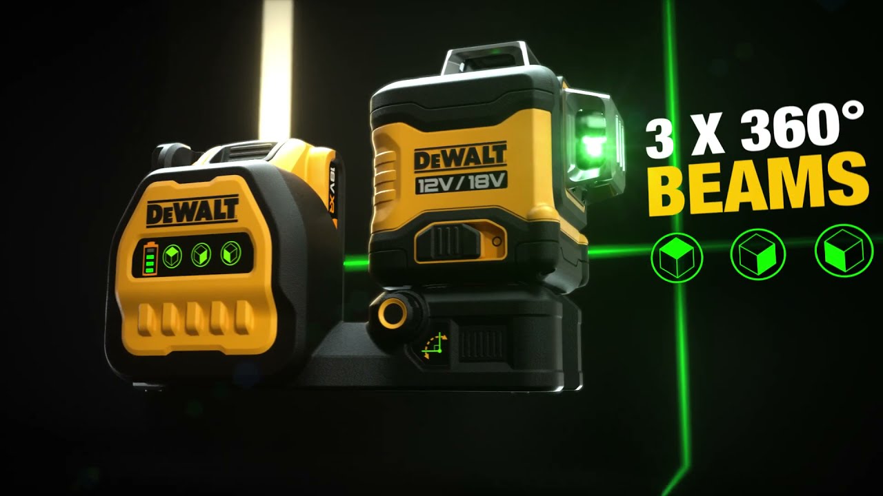 DeWalt DCE089D1G18-GB 12v / 18v XR 3x 360 Green Self Levelling Multi-Line Laser Level