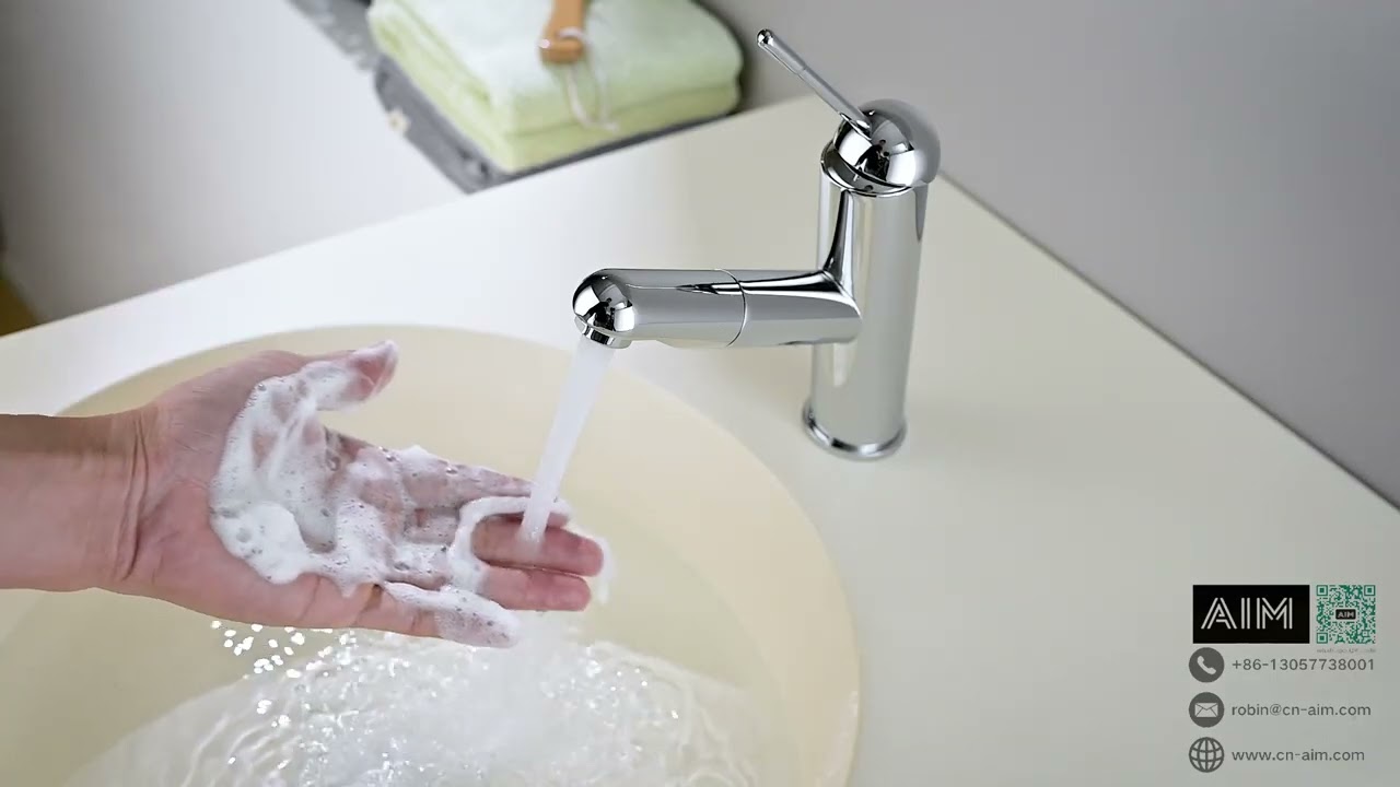 AIM Faucet's Revolutionary Basin Mixer: Pull-Out Spout with Tank-Inspired Handle Design