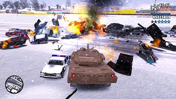 GTA SA Realistic Vehicle Deformation Mod - Winter Crash Testing #14