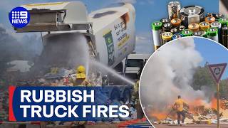 Rubbish trucks catching on fire from batteries | 9 News Australia screenshot 5