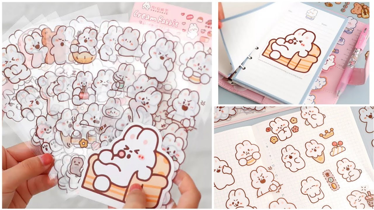 DIY Cute Rabbit Stickers for Journal _ How to make cute journal stickers at  home _ Journal supplies 