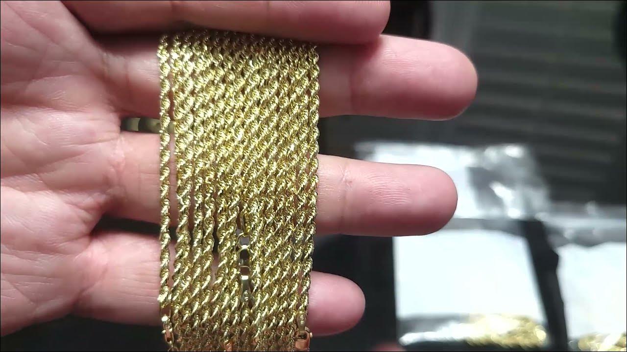 HAWAII ROPE CHAINS 14K SOLID GOLD ROPES 1.5MM 2.5MM 3MM 4MM 5MM YouTube