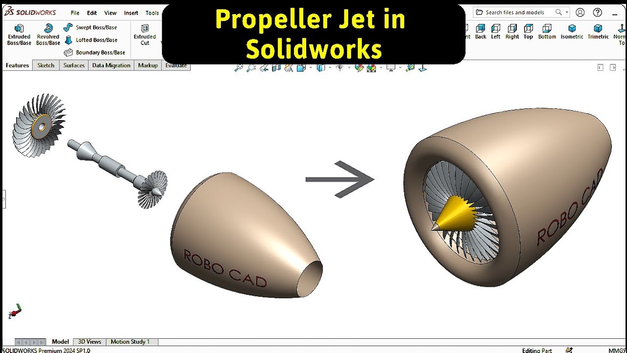 Propeller Jet Exploded View in SOLIDWORKS | Robo CAD - YouTube