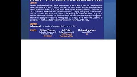- IFAN Webinar 2023: The changing needs of Standards Users -Strategic Standardization