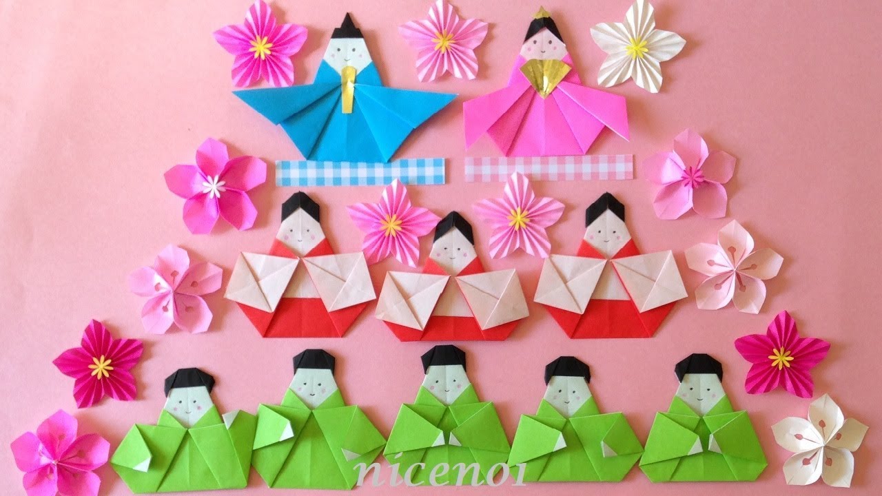 折り紙 五人囃子 雛人形 簡単な折り方 Origami Japanes Kimono Doll Tutorial Niceno1 Youtube