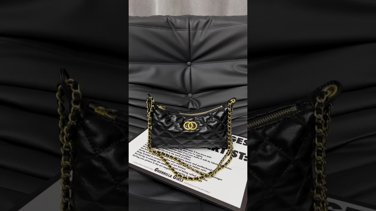 Luxury Style ladies simple black long chain pouch " 