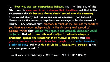 Justice Brandeis on the First Amendment: Whitney v. California