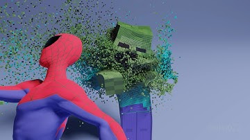 SPIDERMAN vs MINECRAFT ZOMBIE Realistic Block Destruction ( Physics simulation ) 4K