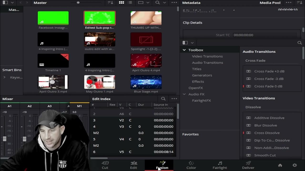 Davinci resolve fusion button location and delta keyer location to edit