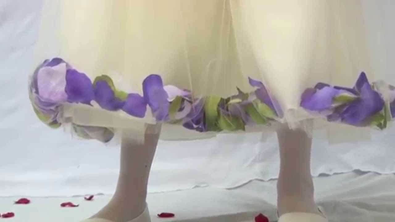 5stars Weddings and Occasions Flower Girl Dresses Ivory with Purple