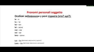 Pronomi personali soggetto. Особові займенники у ролі підмета (хто? що?)