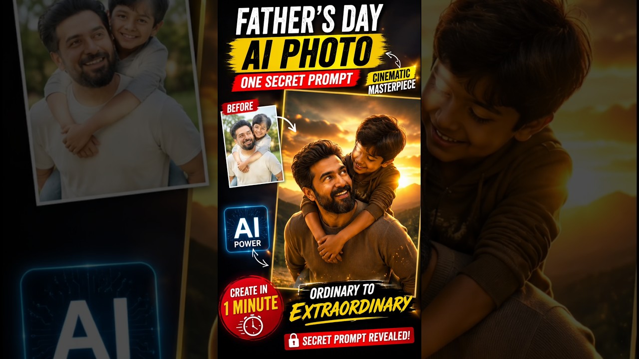 Father's Day AI Poster Kaise Banaye | Viral AI Photo Editing #shorts #kartiktechvision