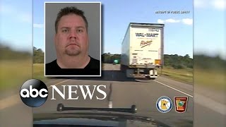Dashcam Shows Semitrailer Driver Swerve Off Highway