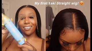 Beginner friendly Yaki Straight Wig Install! 😍 (Extra Long Lace) ft OMGHerHair