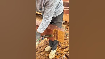 The process of carving wood using chisels #shorts