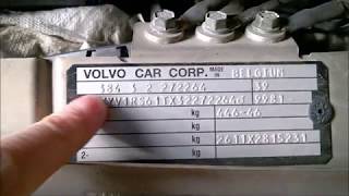 Where to find the model year, VIN and color code for Volvo 2001-2009