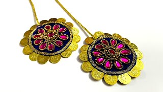 Lakshmi coin blouse latkan design/V2 AARI CREATIONS