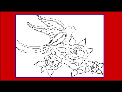 How To Draw A Bird With Flower Drawing In 3 Minutes