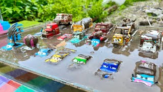 Pixar's: Cars On The Road | Clean up muddy minicars & disney car convoys! Play in the garden Part 4