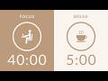40/5 Pomodoro Timer with Brown Noise 🎧 2-Hour Study with Me for Deep Focus &amp; ADHD ✨